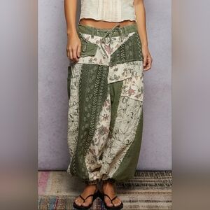 #1285 POL Woodland Patchwork Boho Pants
